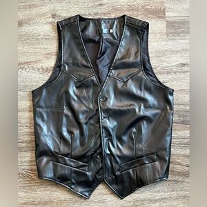 Men's Black faux Leather Vest